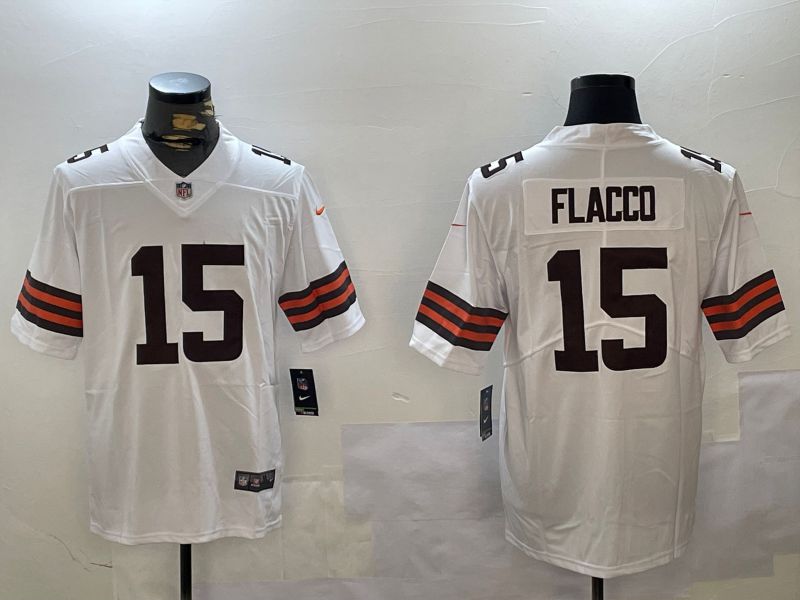 Men Cleveland Browns #15 Flacco White Second generation 2024 Nike Limited NFL Jersey style 1->new york mets->MLB Jersey